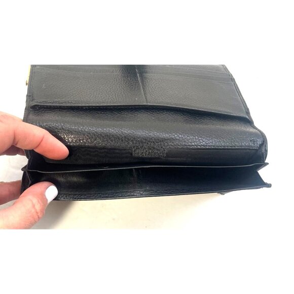 Bally Full Black Pebble Leather Wallet Clasp Made In Italy - Picture 5 of 11